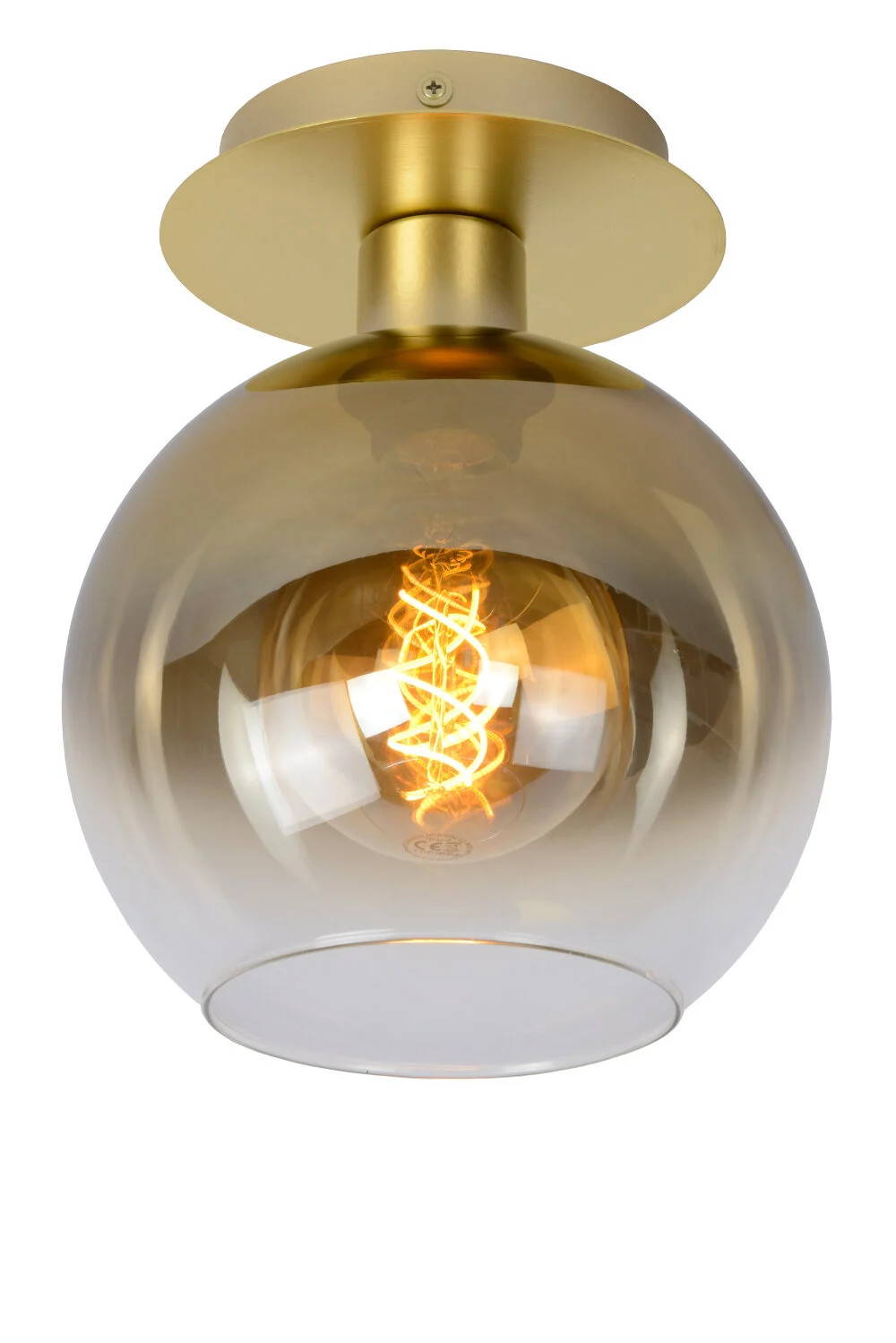 Lucide Marius Plafondlamp - Goud/Messing - Glas en Metaal - Dimbaar