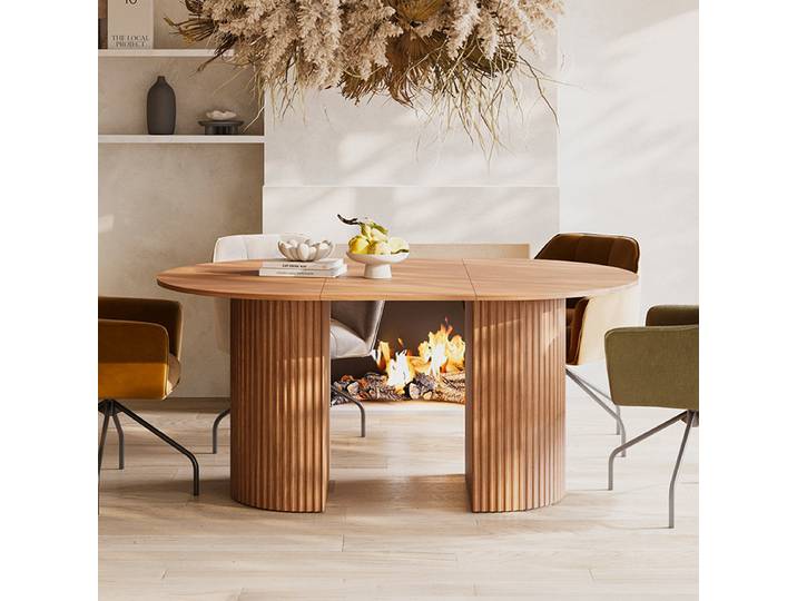 Table À Manger Extensible 4 À 8 Places Canopée Bois Foncé