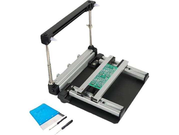 XNZJHPP Verstellbarer manueller PCB-Schablonendrucker, Kleiner Bildschirm SMT-Stahldraht-Drucktisch mit Schaber, präzise Auftragung von Lötpaste für die PCB-Montage (10 cm) (20cm)