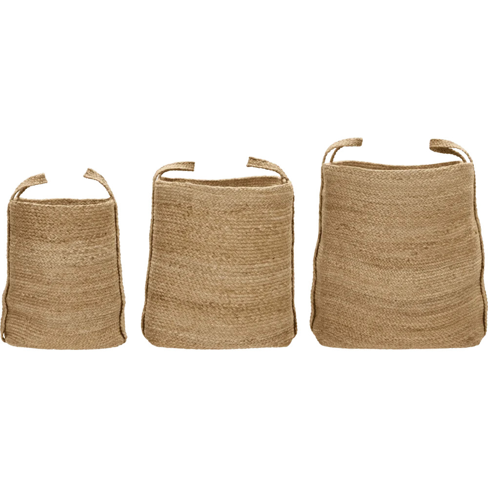 House Doctor Stella manden set van 3 stuks - Bruin en Beige - Seagrass met handvatten