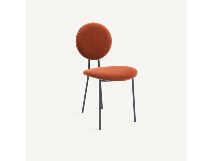 AM.PM Chaise médaillon en métal acier et velours, Rossy Marron Terre De Sienne