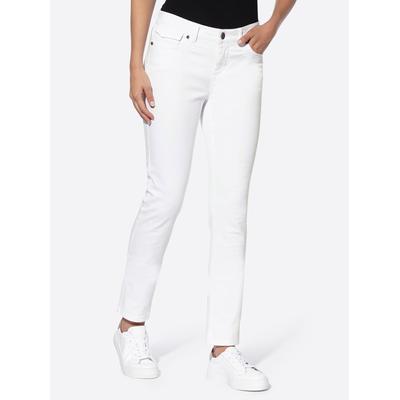Röhrenjeans HEINE, Damen, Gr. 21, Kurzgrößen, weiß, 98% Baumwolle, 2% Polyester, unifarben, lang, Jeans