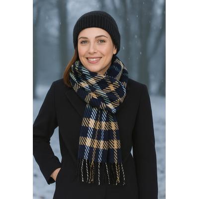 Wollschal "Elegant", Damen, blau, Polyacryl, COLLEZIONE ALESSANDRO, kariert, Basic, Modetücher, moderner Karoschal, Made in Italy