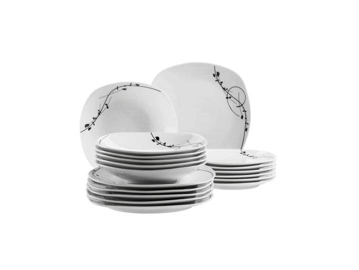 Mäser Tafelservice, Weiss, Keramik, 18-teilig, Floral, Geschirr, Geschirr-Sets, Tafelservice
