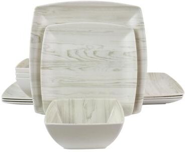 Gibson Home Woodgrain 12 Piece Melamine Dinnerware Set