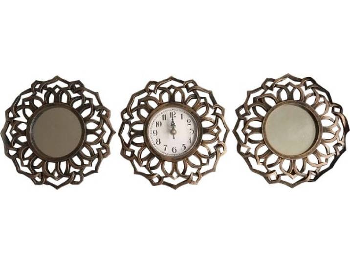 Dekospiegel 3tlg. Wanddekoset , gold (goldfarben), B:25cm H:25cm T:25cm, MYFLAIR MÖBEL & ACCESSOIRES, Spiegel, Dekospiegel, Wandspiegel, Landhaus, rund