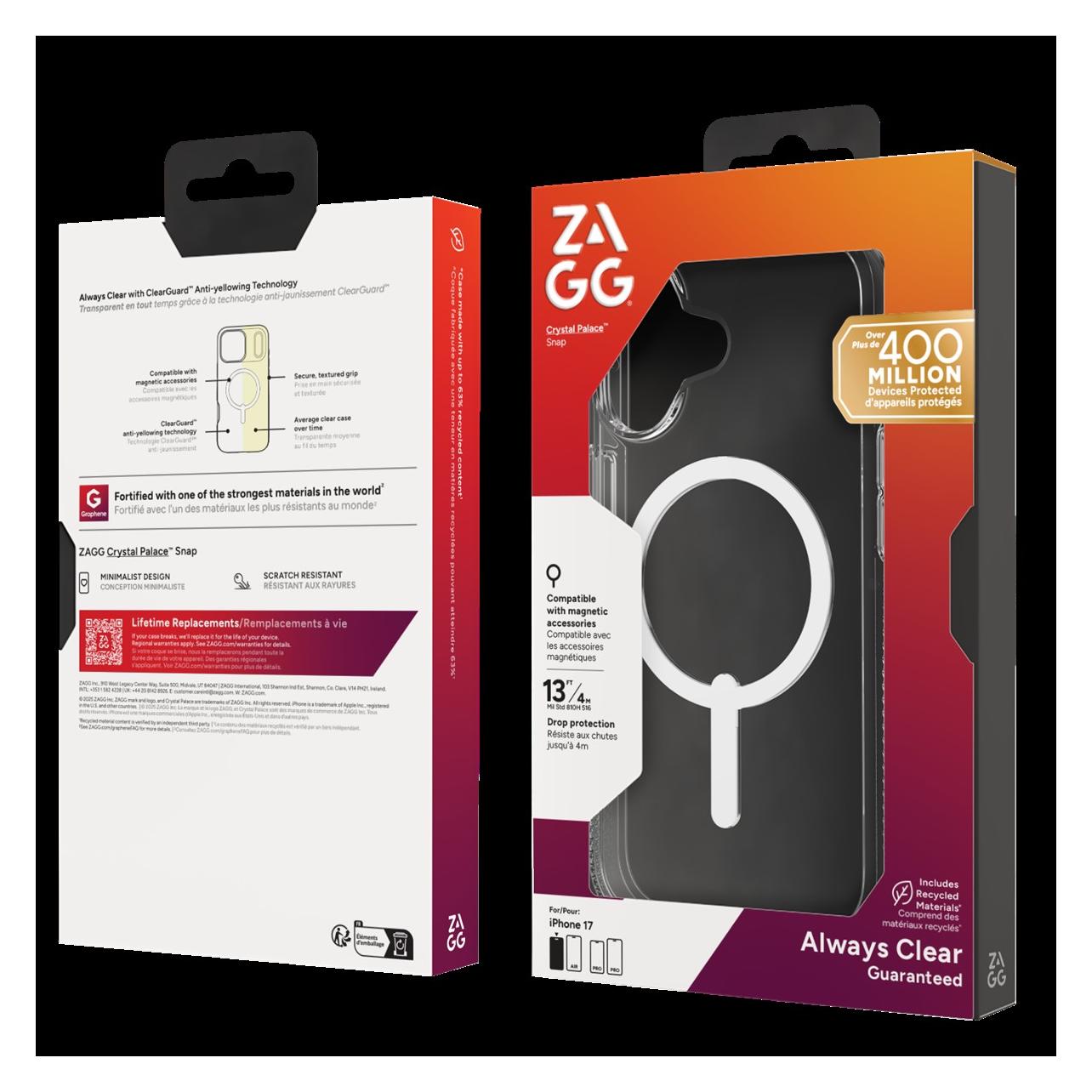Zagg Back panel cover Protection Bundle for iPhone 17: Case with MagSafe and Screen Protector (Apple iPhone 17) (ZAGG)