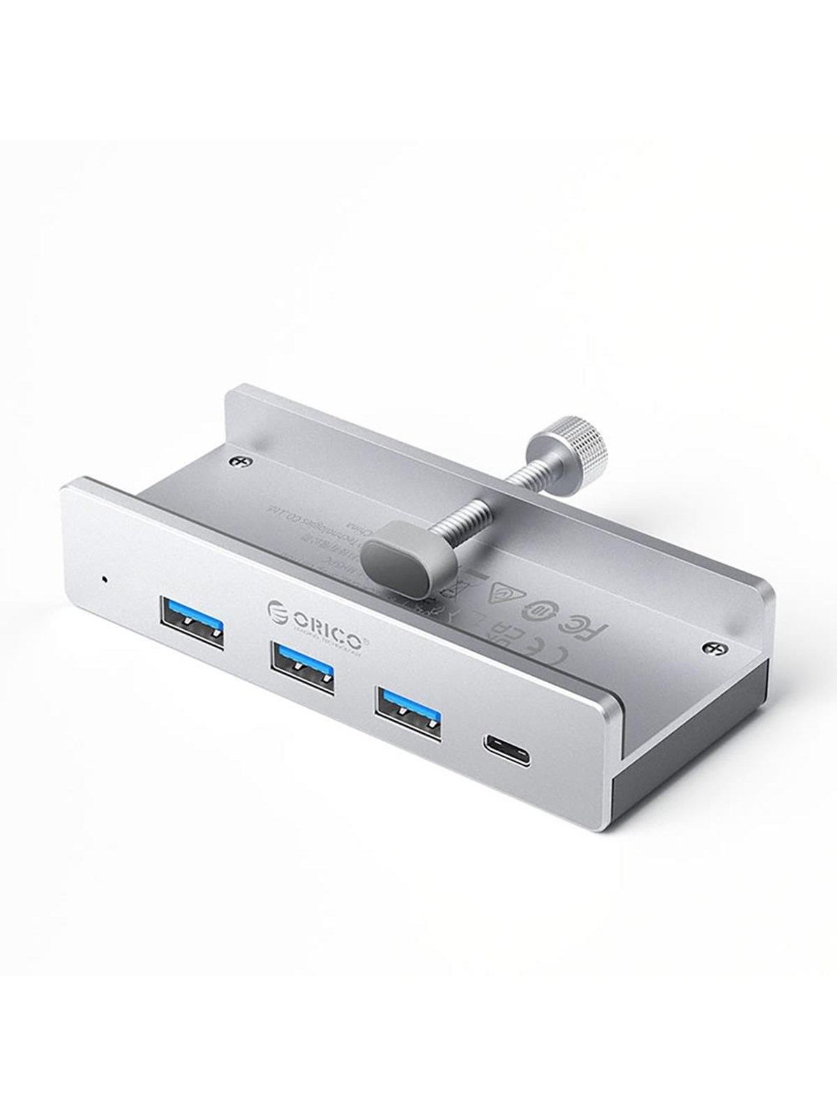 ORICO MH4PC Hub Clamp-Mounted USB-C / 3x USB-A 3.0 + 1x USB-C 3.0 - Silver USB-Hubs - USB 3.0 - 4 - Grau