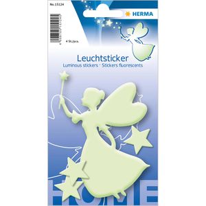 Herma Sticker Leuchtsticker, 15124, Sternenfee, gelb, Leuchteffekt, 4 Aufkleber, 4 Stück