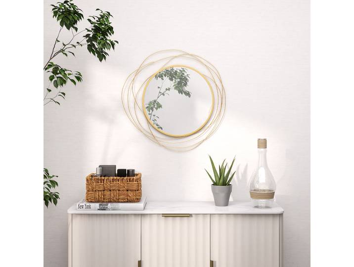 HOMCOM Miroir Rond Métal Doré Φ65cm Moderne