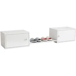 MODFU Schuh-Kabinett 189x40x34 Schuhregal Schuhaufbewahrung Bank Doppeltür Ablage Kiefernholz MDF für Flur Eingangsbereich Weiß