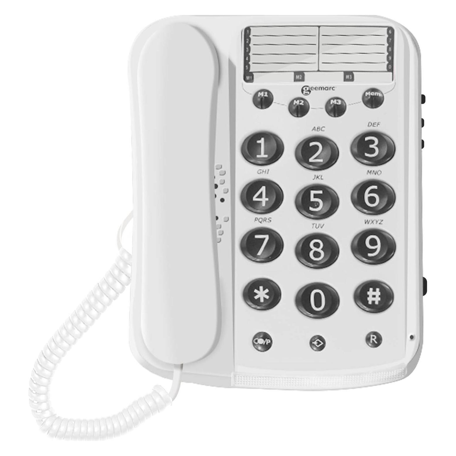Geemarc DALLAS 10 Schnurgebundenes Telefon mit grossen Tasten - 15dB (DAL10_WH_F)