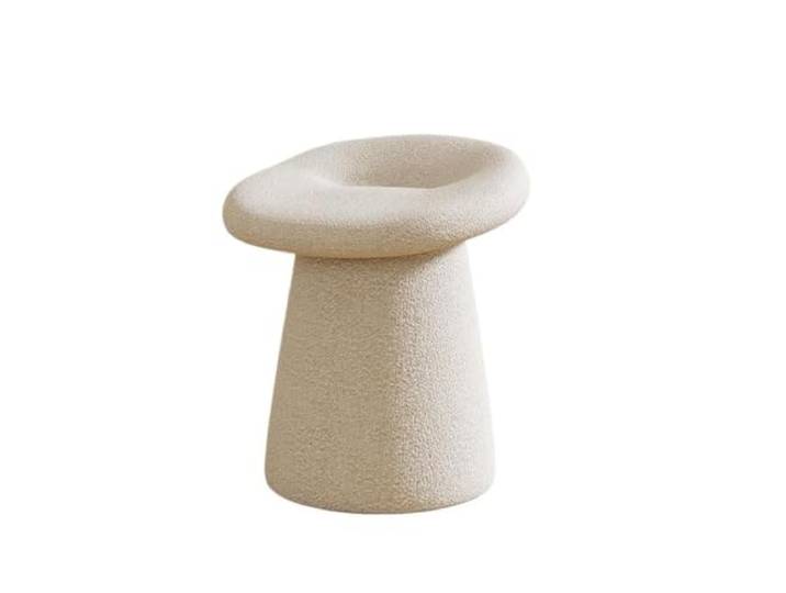 Zymjzbetic Schminkhocker Osmanischer Hocker in Pilzform Plüsch-Boucle-Polsterung, for Makeup Vanity Schlafzimmer-Sitzstuhl(Ivory)