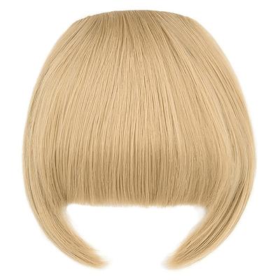 Rose Knospe Pony Haarspange in Pony Haarverlängerungen synthetischer flacher Pony mit Schläfen Vorderseite Fransen Pony Haarteile für Frauen