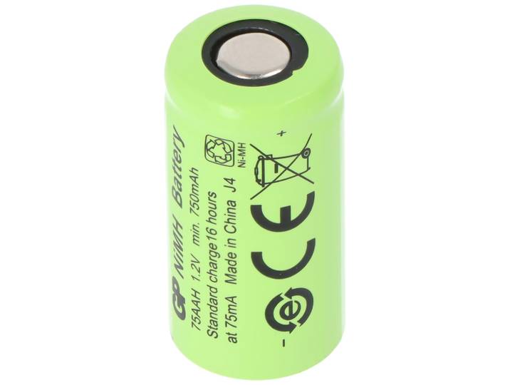 GP battery GP75AAH - 2 / 3AA NiMH accu - zonder soldeertag - 750mAh