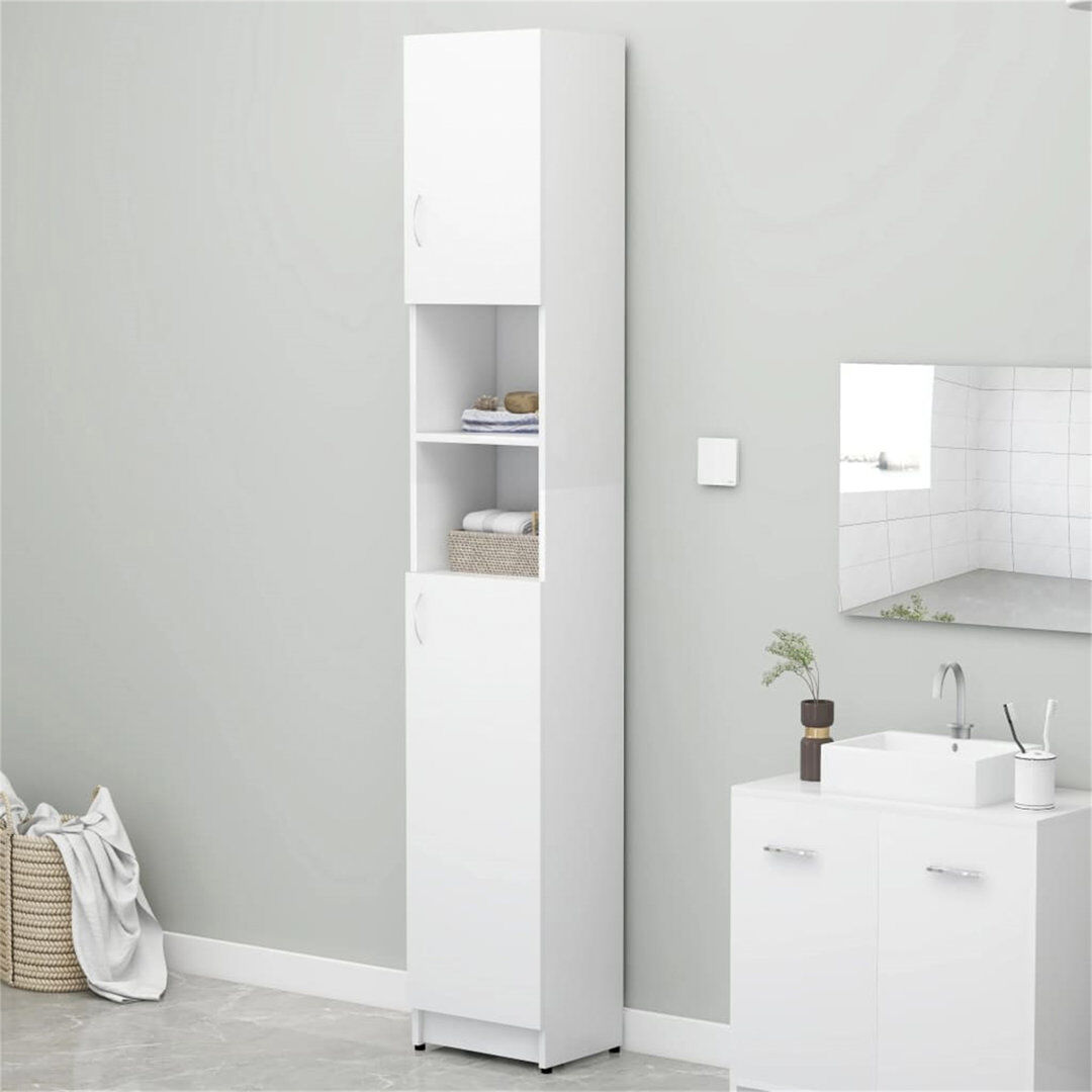 Latitude Run Campbellton vidaXL Bathroom Cabinet 32x25.5x190 cm Engineered Wood White 190cm H X 32cm W X 25.5cm D