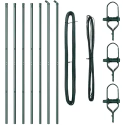 vidaXL Zaunpfosten 7 pcs Grün Stahl