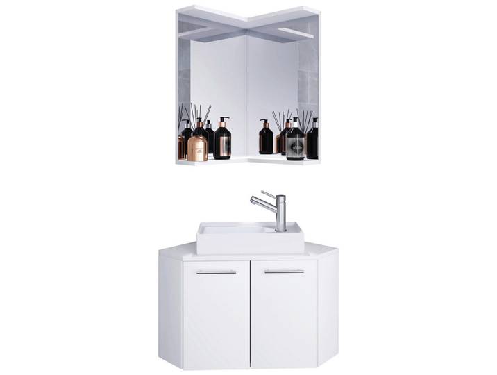 Mid.you Badezimmer, Keramik, 50 cm, hängend, Spiegel mit Ablage, Badezimmer, Badmöbelsets & -serien, Badmöbelset