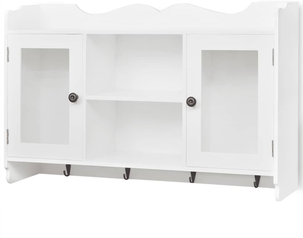 vidaXL Vitrine murale avec étagère de Livre / DVD / Verre en MDF Blanc