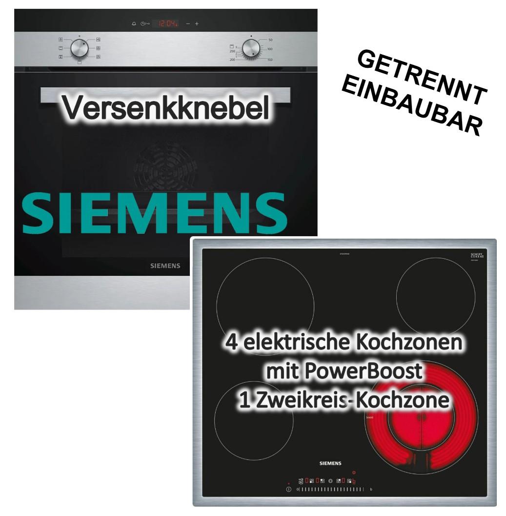 Herdset Siemens Einbaubackofen 3D-Heißluft Schnellaufheizung + Elektrokochfeld Booster TouchControl