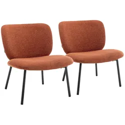Oviala Business 2er-Set Relaxsessel aus Stahl und Terracotta-Stoff - Oviala