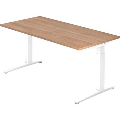 Hammerbacher Schreibtisch C-Fuß 160x80cm Nussbaum/Weiß