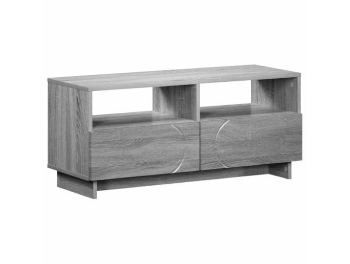 KGFHERENB TV Lowboard 90x34,5x40 cm Fernsehtisch Sonoma Grau Kompakter TV Schrank aus Holzwerkstoff mit 2 flexiblen Schubladen für Wohnzimmer und Schlafzimmer.