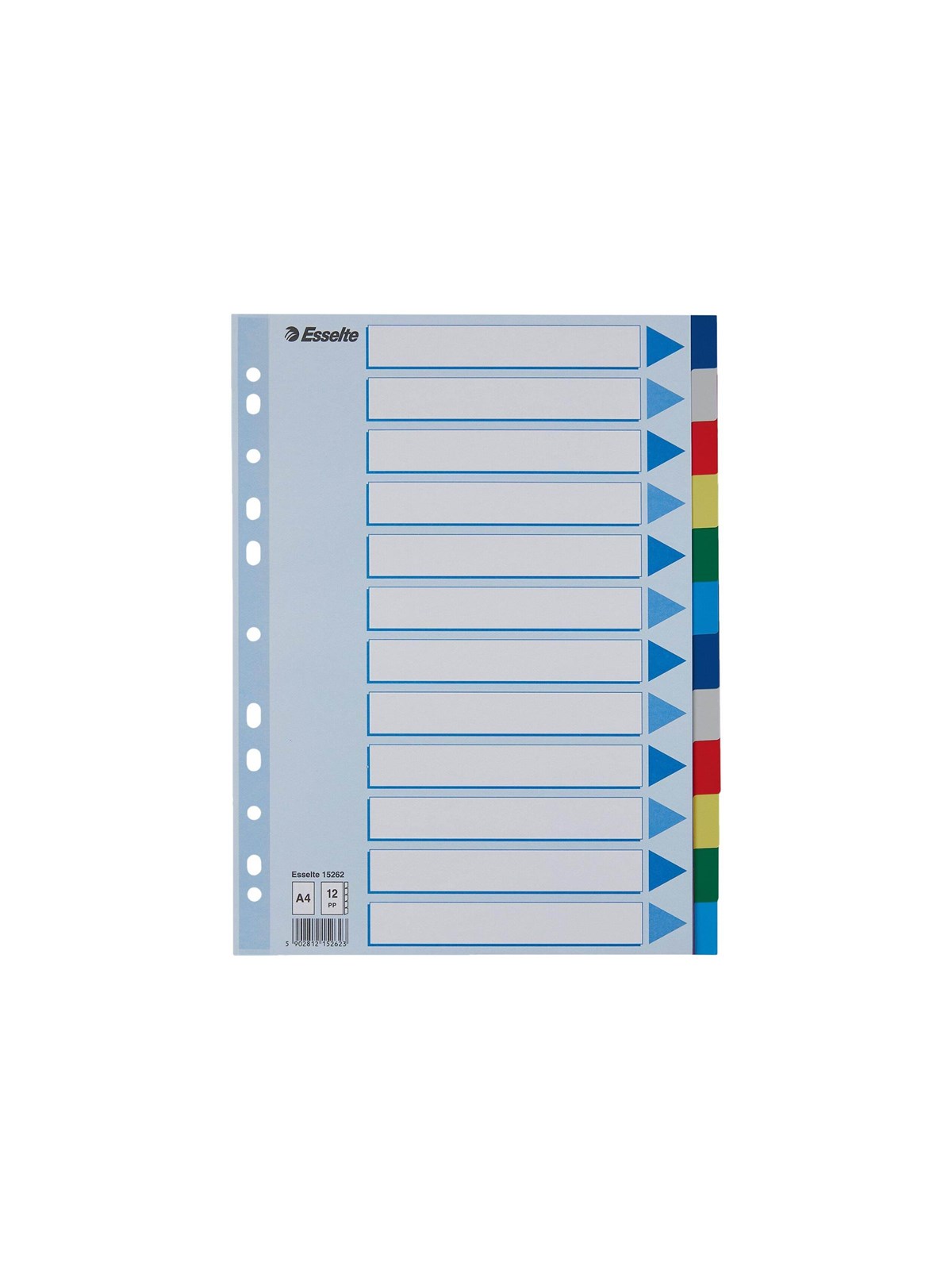 Esselte - divider - 12 parts - for A4 - tabbed - multicolour