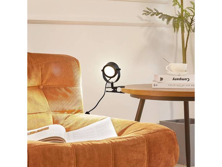 Klemmleuchte Jyla Lindby, schwarz, für Wohn- / Esszimmer, Metall, Modern, Klemmleuchte