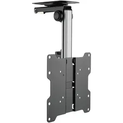 Techly Deckenhalterung Falt- und Einziehbar für LCD TV LED 17-37" (20 kg, 17" - 37"), TV Wandhalterung, Schwarz, Silber