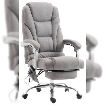 Décoshop26 - Bürostuhl mit Massagefunktion und verstellbarer Fußstütze in grauem Stoff 10_0002591 10_0002591