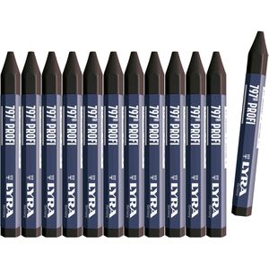 Lyra Signierkreide 4870099 Profi 797, schwarz, eckig gespitzt, papiert, 12 cm lang, 12 Stück