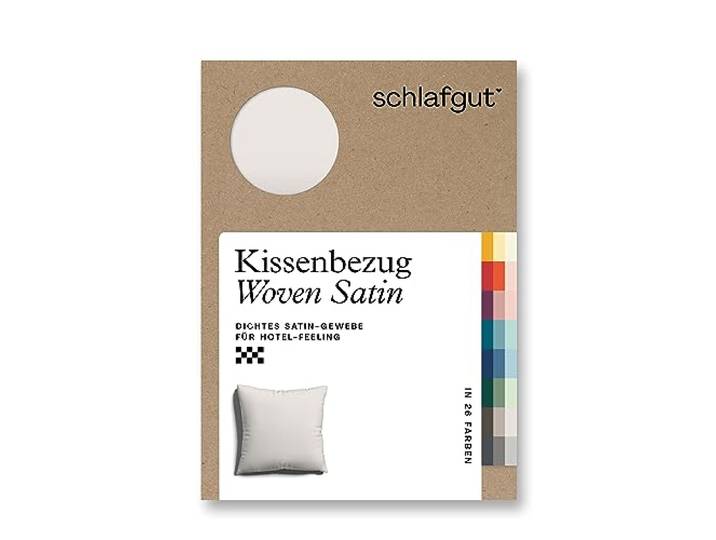 schlafgut Woven Satin Kissenbezug 40x40cm Sand Light, Hotelqualität seidig