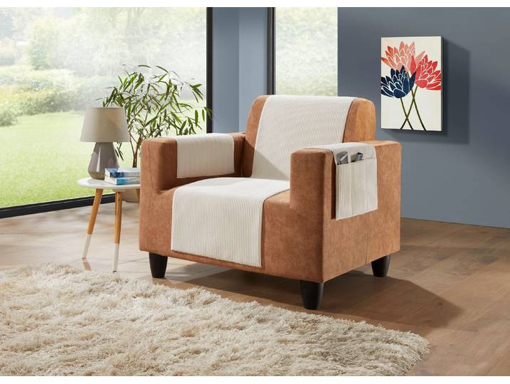 Wohnaccessoires mit Anti-Rutsch-Beschichtung, Creme, Größe 101 (Sesselschoner, 50x140 cm)