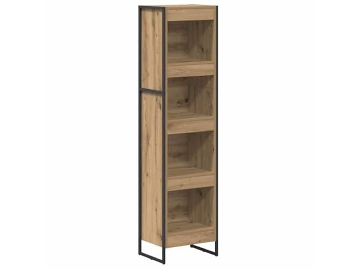 HGFDVCMR Standregal Eiche Optik 40x30x155 cm Holzwerkstoff Schlankes Industrie Design mit 3 Fächern für Wohnzimmer und Schlafzimmer. Stabile Stahlbeine bieten sicheren Halt.