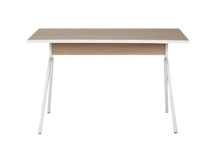 Bureau Pieds Métal Arc Chêne et Blanc L 120 H 75 P 60 cm - L 120 x l 60 x H 75 cm