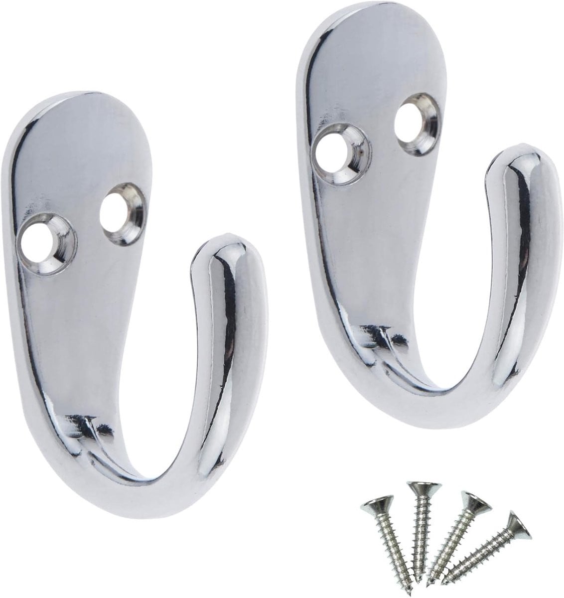 Set van 2 Chromen Badjas Haken voor de Deur en Muur - Handdoekhaken voor de Badkamer