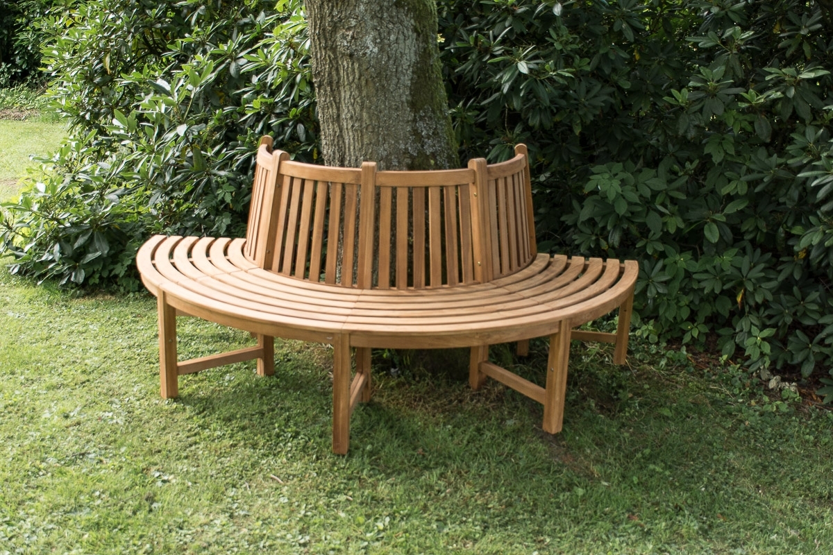 Baumbank CP474, Gartenbank Rundbank Holzbank, halbrund, 206cm mit Rückenlehne