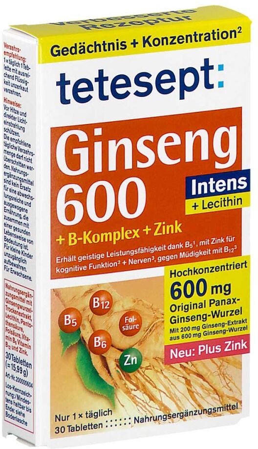 Tetesept Ginseng 600 Filmtabletten 30stk