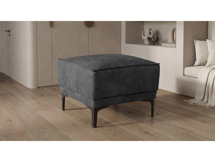 Hocker GOODPRODUCT Oland Luxus-Microfaser Polsterhocker , grau (anthrazit), B:56cm H:45cm T:58cm, Struktur 100% Polyester Struktur weich;Struktur 100% Polyester Luxus-Mircofaser;Struktur 100% Polyester Webstoff, Hocker, Hocker, passend zur Serie OLAND