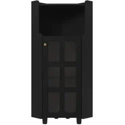 MODFU Eckschrank MDF Schwarz mit Lackoberfläche, LED-Beleuchtung und App-Steuerung