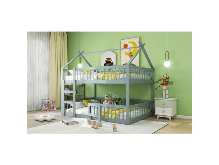 Lit superposé pour enfant 140*200 lit familial pour enfant lit superposé avec escalier design loft cadre de lit superposé en