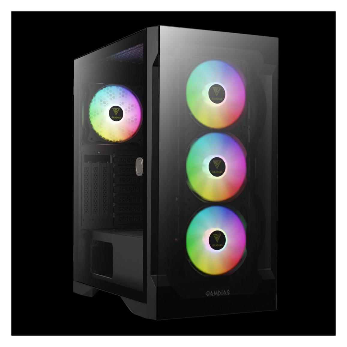 Gamdias Boitier Moyen Tour ATX Talos E2 Elite RGB avec panneaux vitrés (Noir) (ATX) (16331-92153-40000-G)