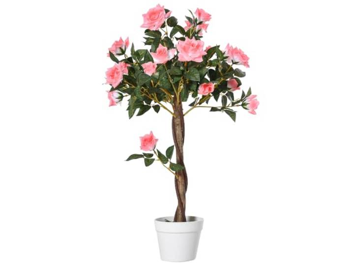 Outsunny Künstliche Rosenpflanzen Groß 90 cm Kunstpflanze mit UV-Schutz