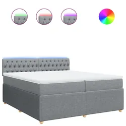 vidaXL Boxspringbett mit Matratze Hellgrau 200x200 cm Stoff