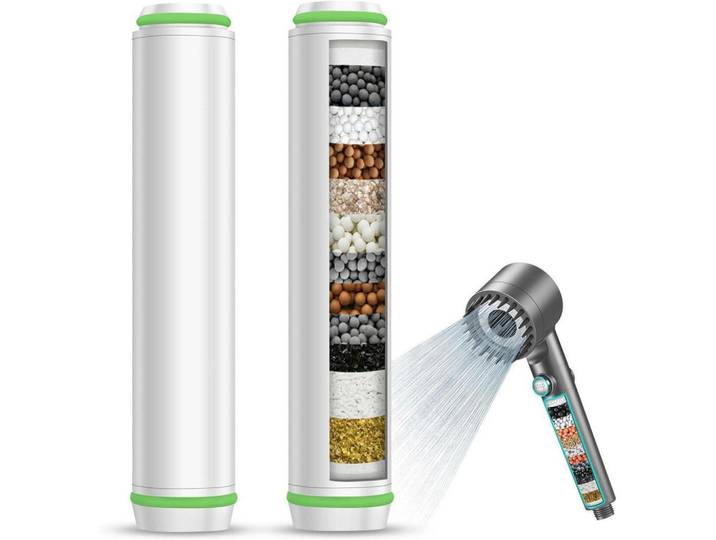 Ersatzfilter 2er-Pack für Handbrause mit 15 Schichten Filterung, Mehrfarbig, Kunststoff, 1x12.7x1 cm, Badezimmer, Baden & Duschen, Duschköpfe & Duschschläuche
