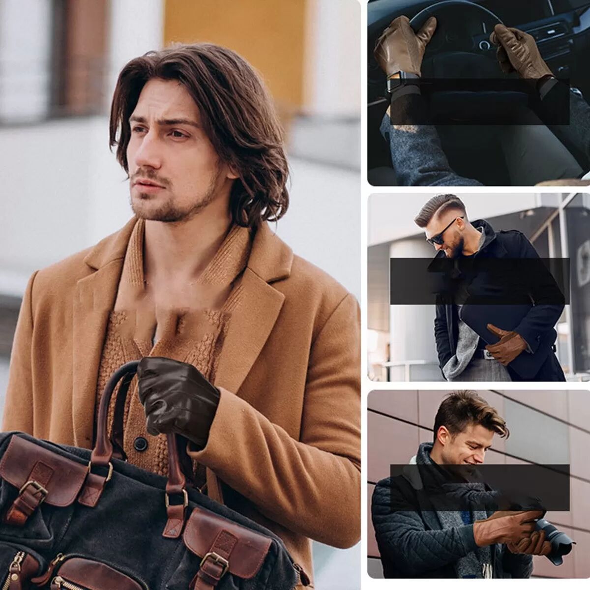 INF Warme Lammfellhandschuhe - Touchscreen-Winterhandschuhe für Herren und Damen L Schwarz