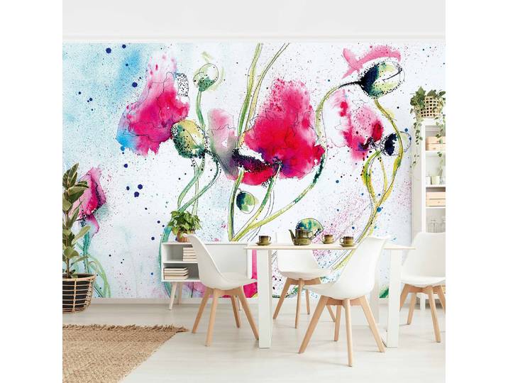 Vliestapete Painted Poppies 384 x 255cm 384 x 255 cm