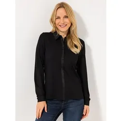 VIA MILANO Jerseybluse, 1/1-Arm Kragen Satin Details figurumspielend