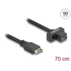 DELOCK USB 10Gbps Kabel Typ-E Key A 20 Pin Stecker > USB-C BU zum Einbau 0,7m